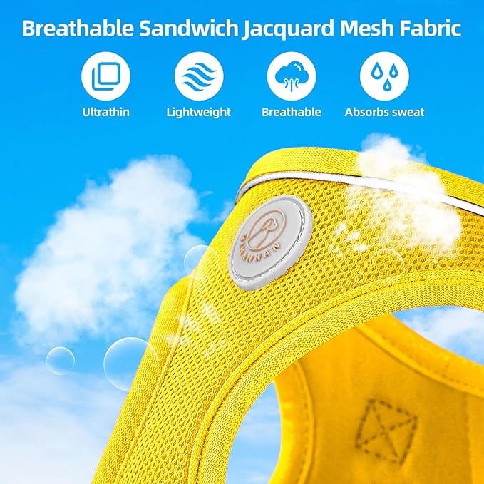 Soft Mesh Dog Harness and Leash Set, No Pull Puppy Harness and Leash Set, Reflective Step in Harness for Small Medium Dogs, Easy Walk Escape Proof Vest Harnesses (Yellow, S)