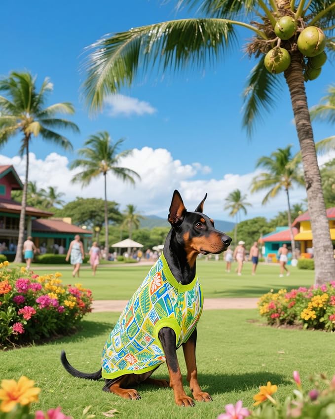 PET SHOW 4 Pack Dog Hawaiian Shirts for Large Dogs UPF 50+ UV Sun Protection Summer Cool Clothes Tank Top Floral Dog T-Shirts Pet Holiday Party Sleeveless Vest Boy Girl(XX-Large)