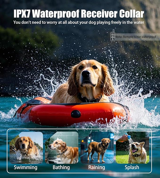 Dog Training Collar with Remote 3600Ft - Shock Collar for Barking Control, 4 Modes(Beep/Vibe/Static), IPX7 Waterproof for Swimming, 30-Day Rechargeable Battery, Adjustable for Small to XL Dogs
