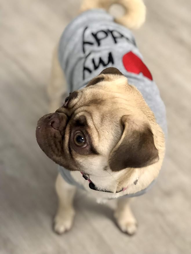 Parisian Pet Unisex Dog T-Shirt - Embroidered 'I Love My Daddy' Fathers Day Tee Shirt - Breathable, Sleeveless Pet Clothes - Dog Shirts for Small Dogs - XXS