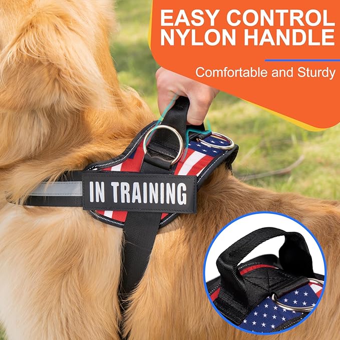 Essential Dog Harness, No Pull Pet Harness with 3 Side Rings for Leash Placement, No Choke, Reflective, Adjustable Pet Vest, Easy On-Off & Improved Control Handle, Training, Walking, Running