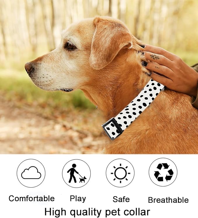 Dog Collar, Cute Dog Collar for Small Medium Large Dogs, Personalized Adjustable Soft Pet Collars with Quick Release Buckle for Walking Running, Cute Polka Dots