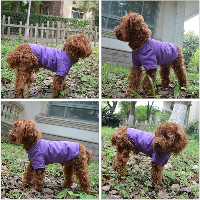 Lovelonglong Pet Clothing Dog Costumes Basic Blank T-Shirt Tee Shirts for Small Dogs Purple S