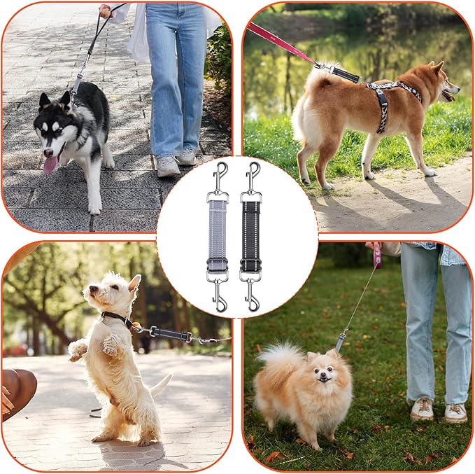 2 PCS Dog Collar Connector Prong Collar Safety Clip Leash Safety Clip Dog Leash Connector Harness to Collar Safety Clip Reflective Double Ended Backup Clasp Leash Connector for Dog Pinch Collar