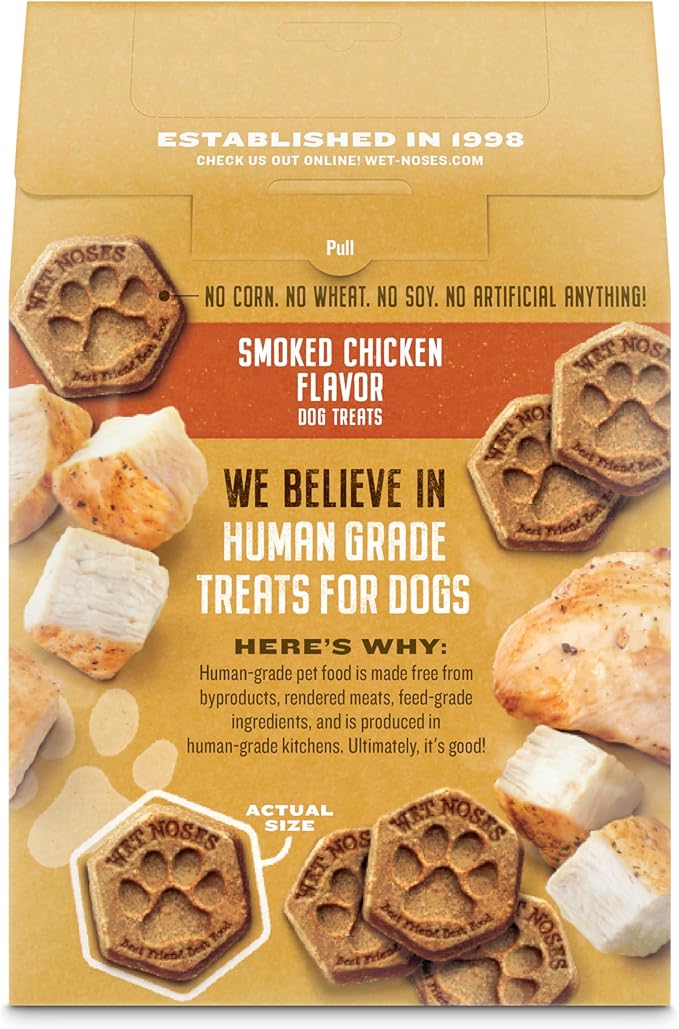 Organic Crunchy Dog Treats – for All Pet Sizes, Breeds – All-Natural Puppy Treat, Senior Dog Snack – 100% Human-Grade – Delicious Chews for Dogs - Meaty Smoked Chicken, 14 Oz (2 Pack)