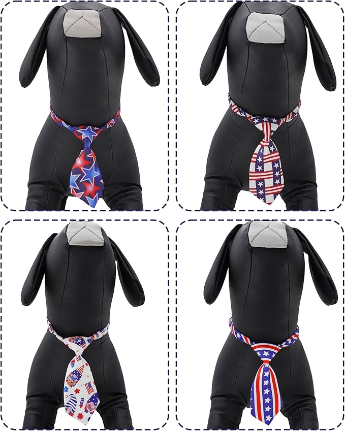 PET SHOW 10 Pack 4th of July Small Dog Ties Neckties for Puppy Doggies Cats Adjustable Holiday Grooming Accessories Patriotic Neck Ties Bowties Girl Boy Pets Memorial Day Holiday Party Costumes