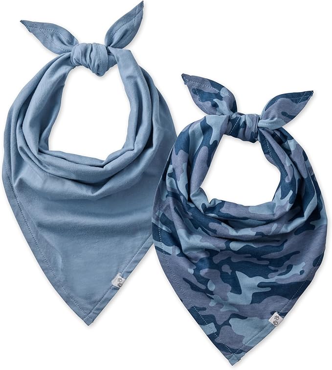 Multipack 100% Organic Cotton Pet Bandanas for Small, Medium and Large Dogs, Camo-Navy, X-Small/Small