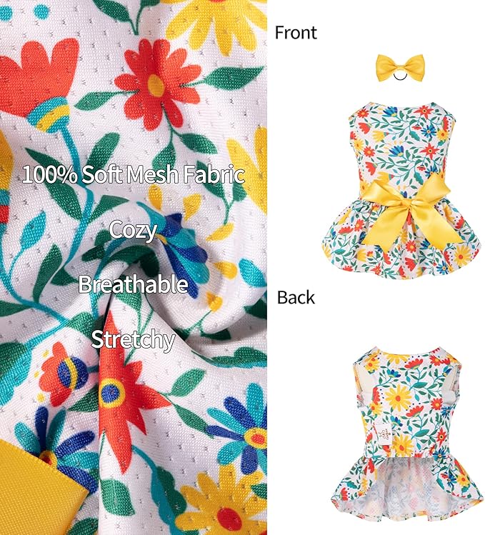 CuteBone Dog Mesh Dress Puppy Sundress Pet Outfit Summer Fashion for Small Dogs Girl Cat Clothes BF20XXS