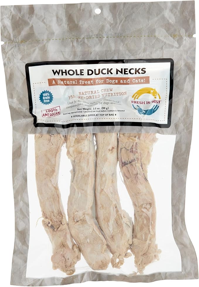 Fresh Is Best - Freeze Dried Healthy Raw Meat Treats for Dogs & Cats - Duck Necks