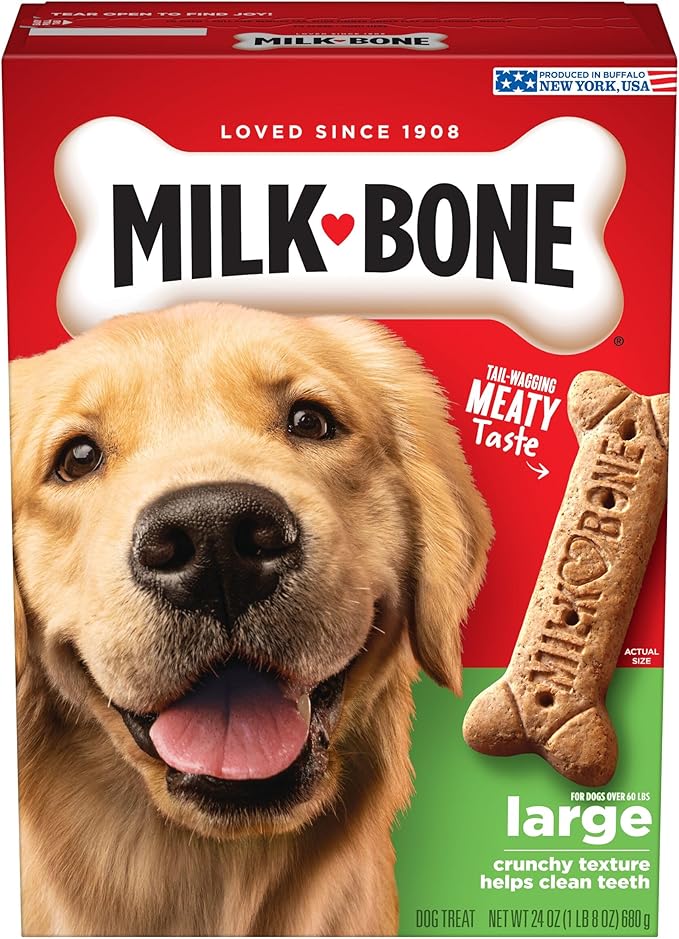 Milk-Bone Original Dog Treats for Large Dogs, 24 Ounce, Crunchy Biscuit Helps Clean Teeth (Pack of 2)