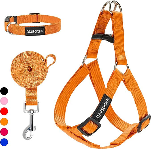 No Pull Dog Harness - Adjustable Step-in Harness & Leash Set for Small, Medium, Large Dogs - Escape Proof Soft Pet Harness for Walking, Training, Hiking, Outdoor Activities