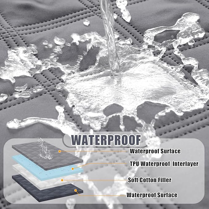 Smiry Waterproof Dog Bed Cover Blanket 82x120, Soft Reversible Pet Blanket, Washable Leakproof Cats Dogs Couch Cover for Sofa, Couch, Furniture, Grey/Dark Grey