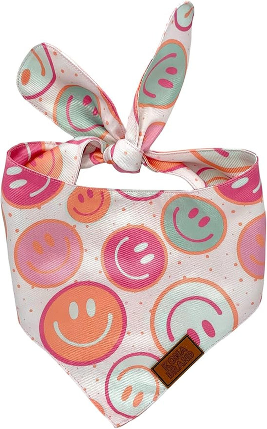 KonaBrandCo- Premium Handmade Dog Bandana | Dual Layered Silky Durable Polyester Fabric | Adjustable Fit Custom Shape- Won't Roll (Medium, BETTY)