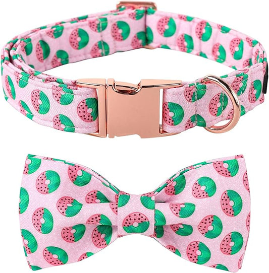 Lionet Paws Dog Collar with Bowtie, Soft Comfortable Adjustable Cute Donut Bowtie Collar for Large Dogs Male Female Gift, Neck 16-24 inches