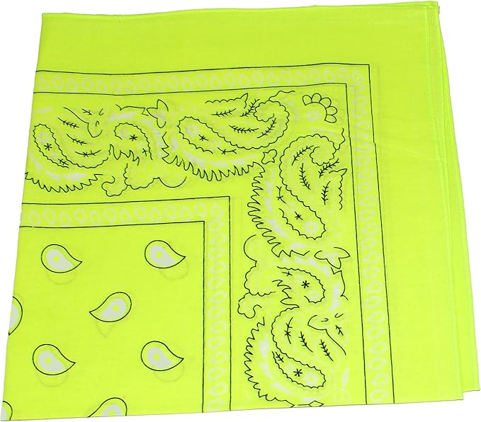 5 Pack Mechaly Dog Bandana Neck Scarf Paisley Cotton Bandanas - Any Pets (Neon