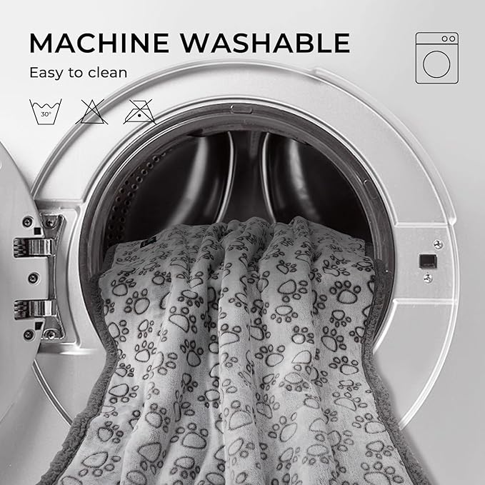 Luciphia Waterproof Pet Blankets for Couch Sofa Bed Cover Liquid Pee Proof Washable Soft Fluffy Large Dog Blanket Reversible Furniture Protection Paw Grey X-Large（85" x 57"）