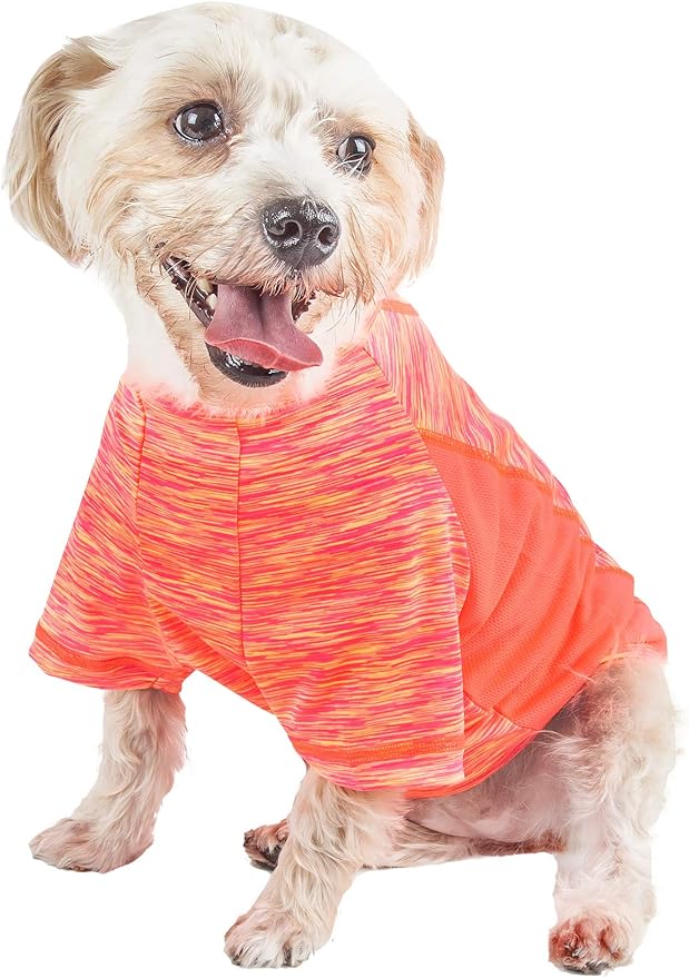 Pet Life ® Active 'Warf Speed' Heathred Dog Fitness and Yoga Pet T-Shirt Dog Clothes - Performance Dog T-Shirt with 4-Way-Stretch, Reflective and Quick-Dry Technology - Summer Dog Shirts X-Large