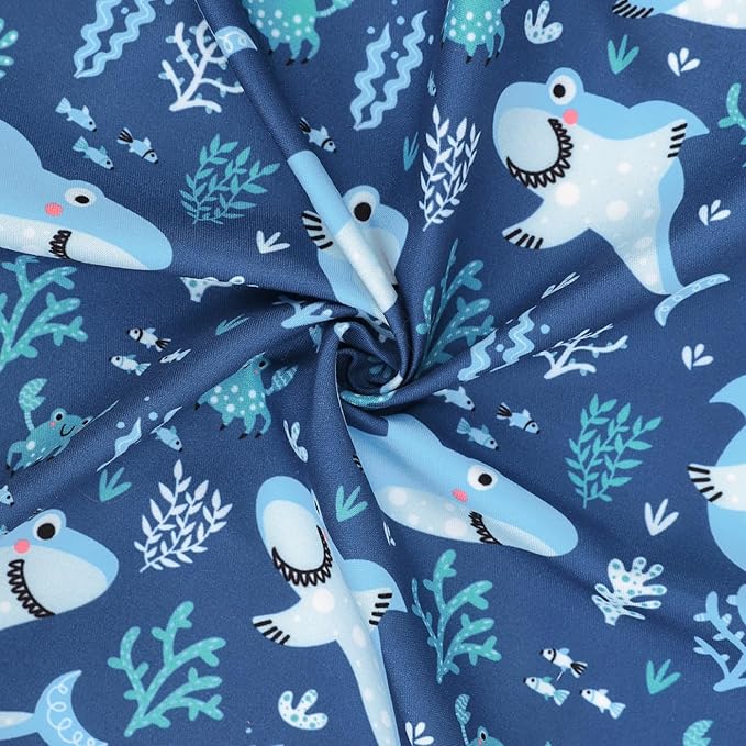 HDE Dog Swim Trunks Hawaiian Board Shorts Beach Pool Swimsuit for XS to XXL Dogs Blue Sharks - L