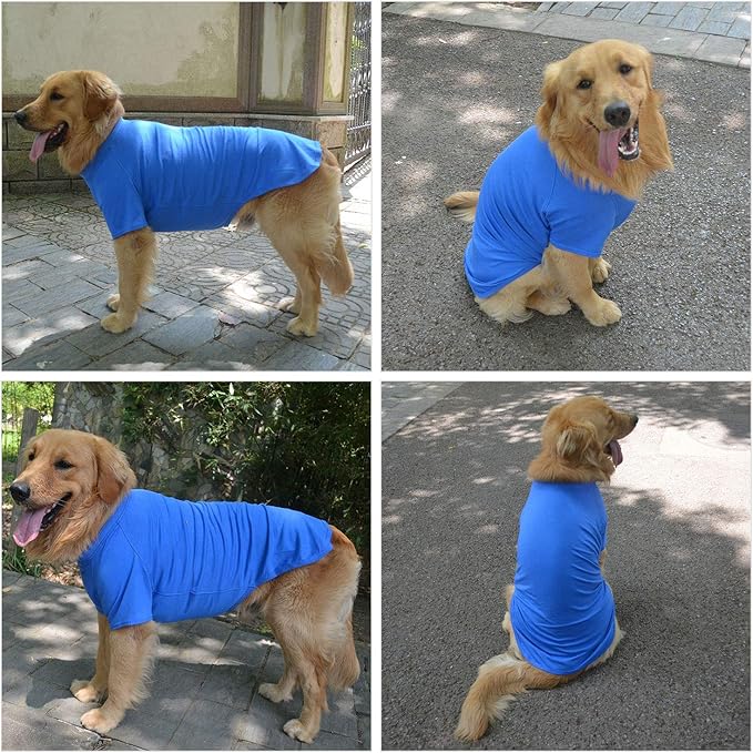 Lovelonglong Pet Clothing Dog Costumes Basic Blank T-Shirt Tee Shirts for Medium Large Dogs Blue XXXL