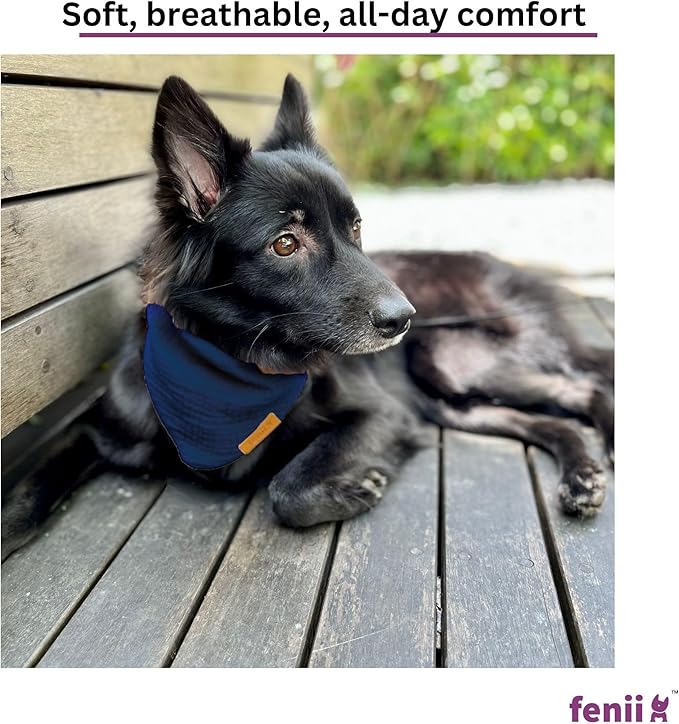 Premium Cotton Dog Bandanas - 2 Pack - Adjustable Fit - Washable - for Small, Medium & Large Breeds - Girl & Boy Dog Accessories - Multiple Sizes (Midnight Blue & Slate Blue, Large)