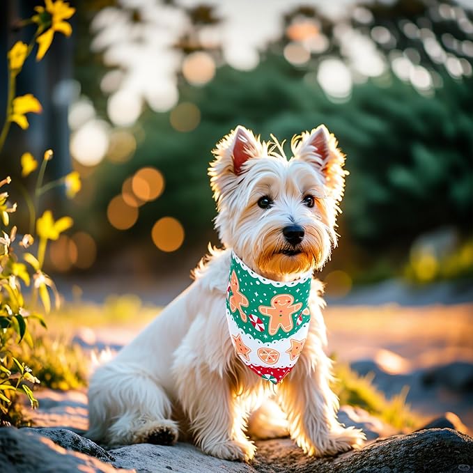 10pcs Large Christmas Dog Bandanas Kerchief Triangle Bibs Scarves Snowman Santa Claus Elk Christmas Tree Pattern for Girl Boy Large Extral Large XL XXL Dogs Grooming