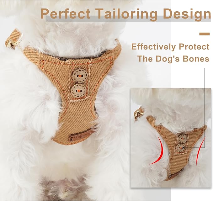 No Pull Dog Harness with Multifunction Dog Leash,Soft Adjustable No Choke Escape Proof Pet Harness Vest for Medium Dogs or Large Dogs,Khaki Camel,M