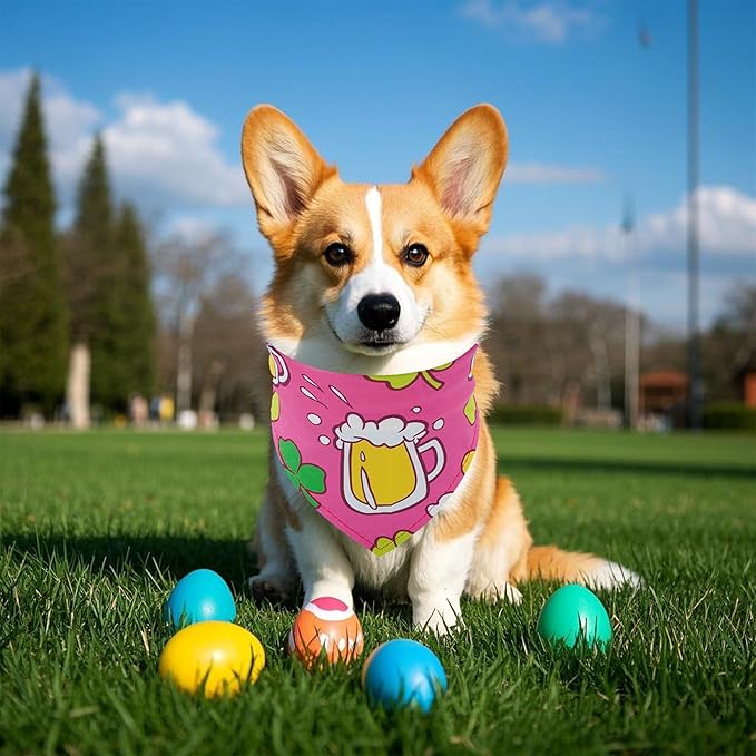 30 Pcs St.Patricks Day Easter Dog Bandanas Bulk 25 Inch Dog Bandanas for Small Medium Dogs Breed Adjustable Large Polyester Scarves Party Grooming M