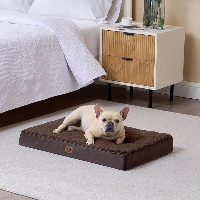 EHEYCIGA Orthopedic Medium Dog Beds for Small Dogs with Removable Washable Cover for Crate, Brown, 30x20