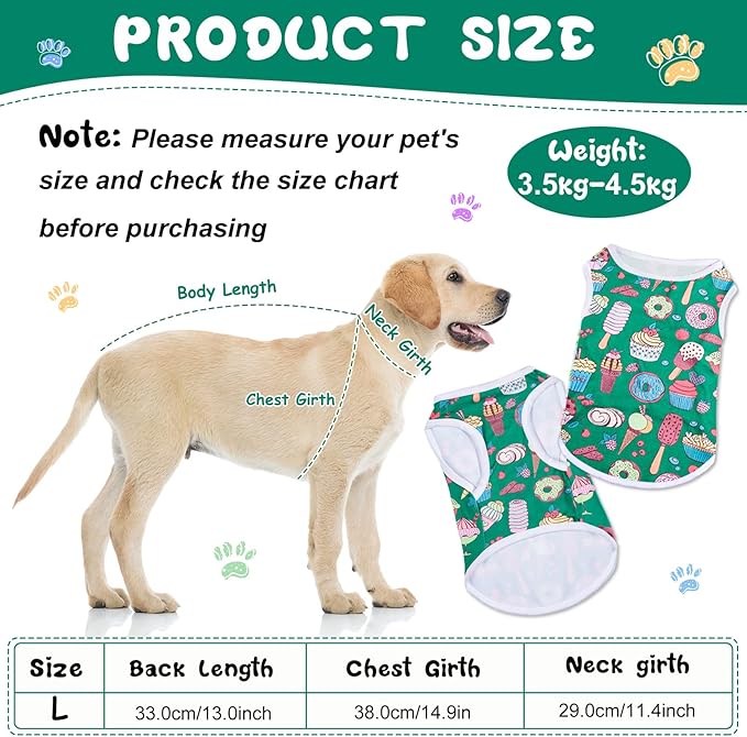 Saintrygo 10 Pcs Lovely Puppy Shirts Print Dog Clothes Breathable Pet Cartoon Dog Shirt Clothes Sweatshirt for Puppy Cat(Large)
