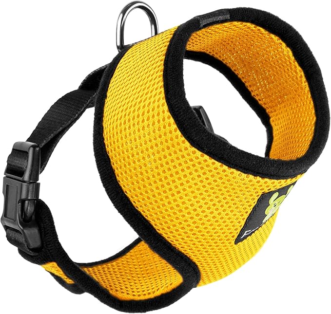 EcoBark Dog Harness - Eco-Friendly Max Comfort Harnesses - Luxurious Soft Mesh Halter - Over The Head Harness Vest- No Pull and No Choke for Puppy, Toy Breeds & Small Dogs (Medium, Yelow)