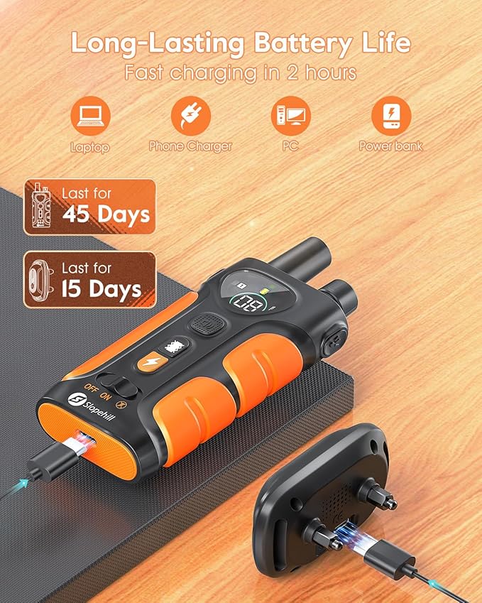 Dog Shock Collar,4200FT Dog Training Collar with Remote,IPX8 Waterproof E-Collar with Beep,Vibration,Shock,Flash Light,No Shock Mode,Electric Shock Collar for Small Medium Large Dog,Orange