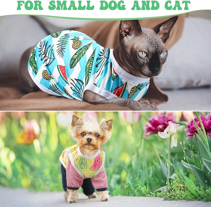 Paterr 25 Pcs Dog Shirts Printed Puppy Clothes Breathable Cartoon T Shirt for Dog Soft Puppy Clothing Lovely Pet Shirts Outfits for Pet Dogs Cats Summer Party Holiday, 25 Styles (Size: S)