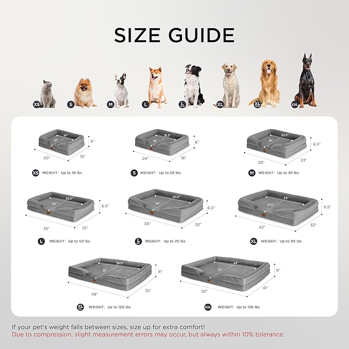 Bedsure Orthopedic Dog Bed for Extra Large Dogs - XL Plus Waterproof Dog Sofa Beds, Supportive Foam Pet Couch Bed with Removable Washable Cover, Waterproof Lining and Nonskid Bottom, Grey