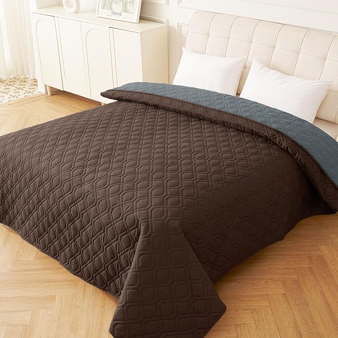 hyha Waterproof Dog Bed Blanket, Soft Pet Blankets, Waterproof Couch Cover for Dogs, Reversible Sofa Covers Washable for Furniture (68x82 Inch, Chocolate/Dark Grey)