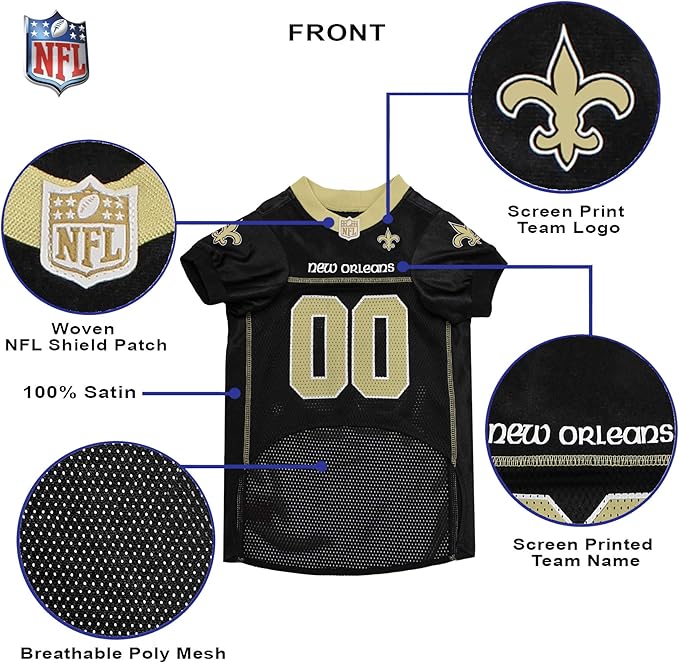 Pets First NFL New Orleans Saints Dog Jersey, Size XX-Large - Best Football Costume for Dogs & Cats - Licensed Shirt