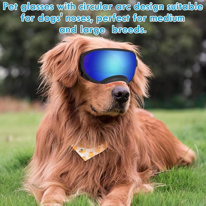 Large Dog Sunglasses with UV Protection and Adjustable Strap for Medium and Large Dogs