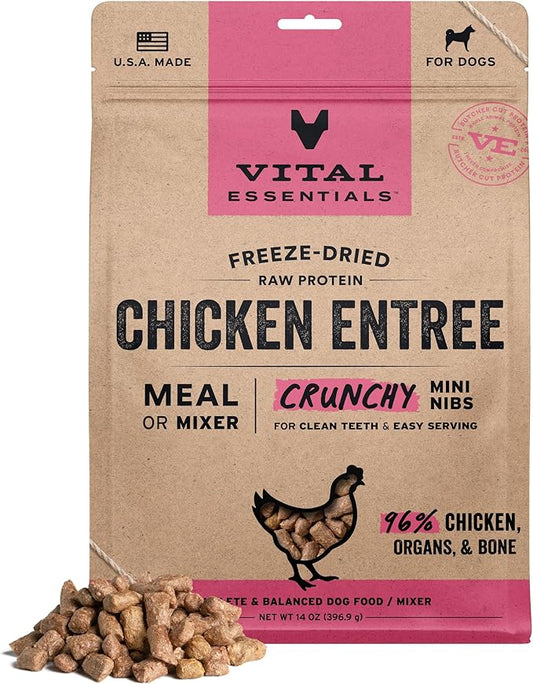 Vital Essentials® Freeze-Dried Raw Chicken Entree & Mixer Dog Food Crunchy Mini Nibs, 14 oz