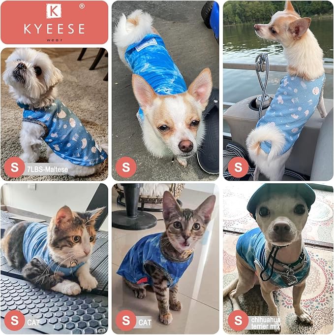 KYEESE 2 Pack Dog Cooling Shirts for Summer Breathable Instant Cooling Dog Vest Summer Pet Clothes for Hunting, Training, Camping,S