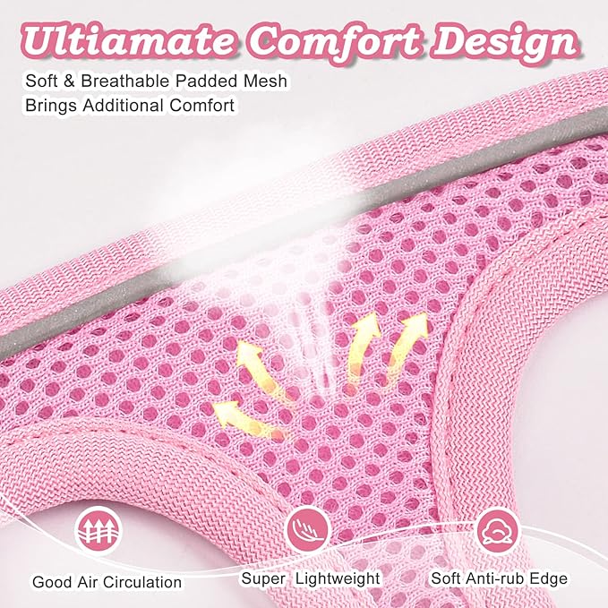 Cat Harness and Leash Escape Proof,Adjustable Soft Mesh Kitten Vest Harness for Walking Reflective Pet Harness for Cat Small Dogs Puppy