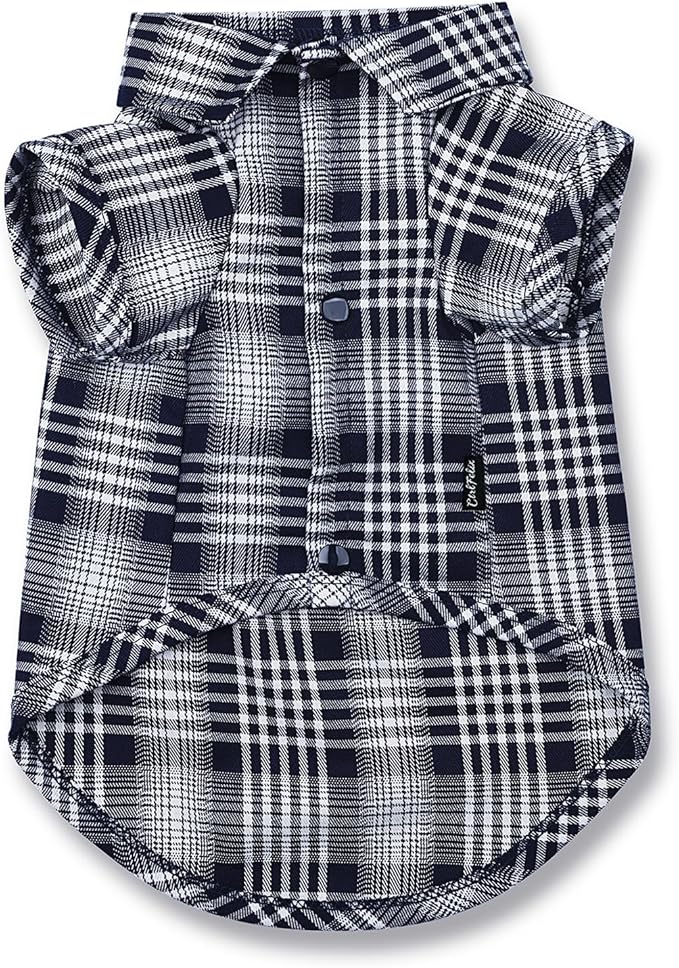 Dog Shirt Plaid for Small Dogs Cats Puppy Boy Girl Dog Clothes Soft Pet T-Shirt Breathable Cat Shirt Clothes Tee Adorable Halloween Thanksgiving [Blue#2; Small]