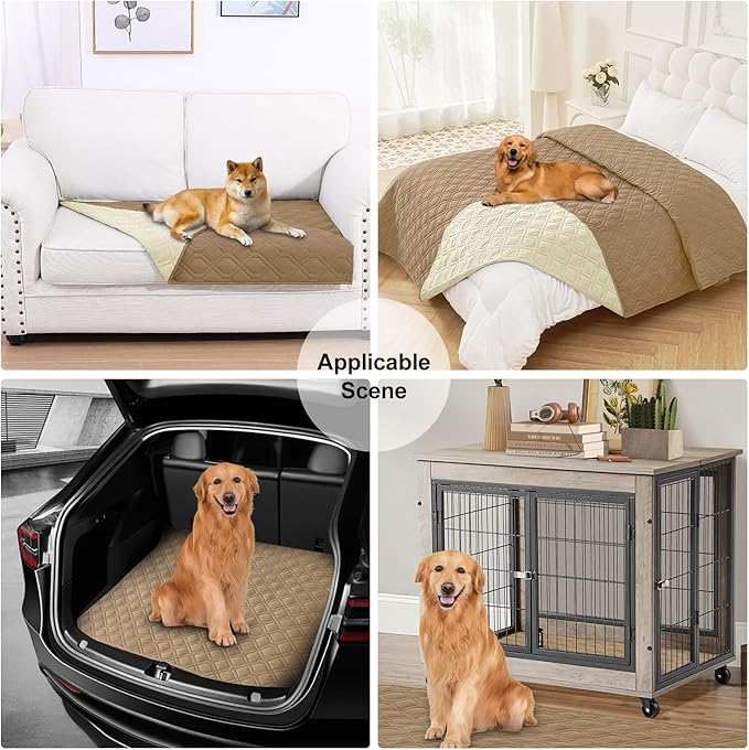 Smiry Waterproof Dog Blanket, 82x102 Inch Soft Pet Bed Cover Reversible, Washable Sofa Couch Furniture Protector for Small Medium Large Dog Puppy Cat, Camel/Beige