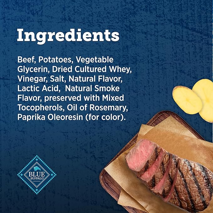 Blue Buffalo True Chews Premium Grillers Dog Treats, Made in The USA with Natural Ingredients, Steak, 20-oz Bag