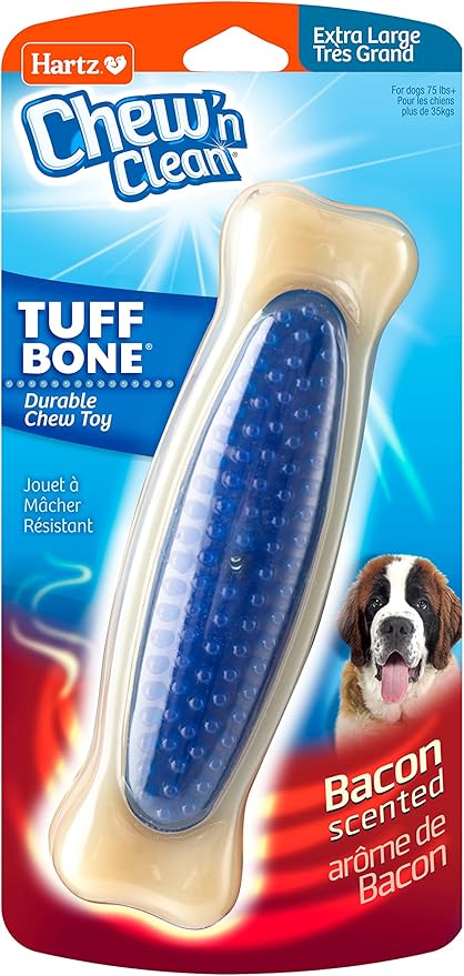 Hartz Chew 'N Clean Tuff Bone Bacon Scented Dental Dog Chew Toy - Extra Large