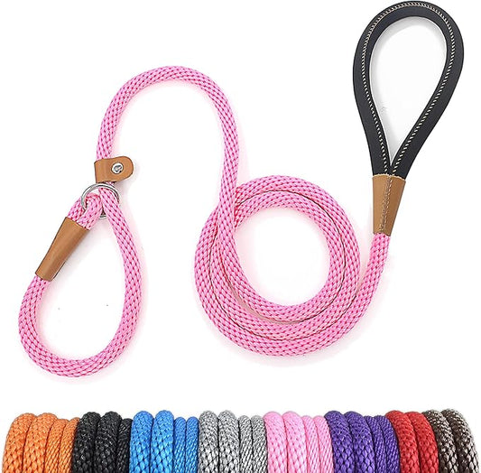 lynxking Dog Leash Slip Lead 5 6 8 FT Dog Training Leash Strong Heavy Duty Braided No Pull Training Lead Leashes for Small Medium Large Dogs