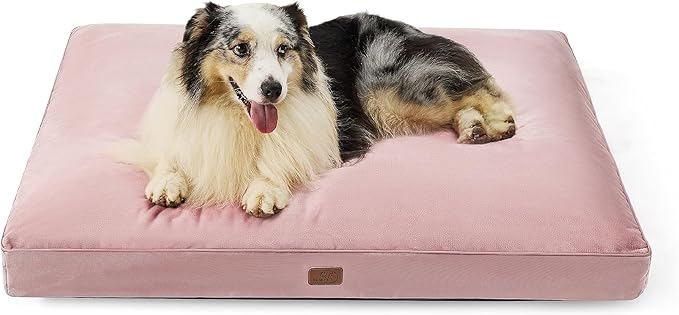 Bedsure Waterproof Dog Beds for Extra Large Dogs - 4 Inch Thicken Up to 100lbs XL Pet Mat Pillows with Removable Washable Cover, Pink