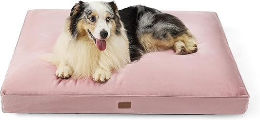 Bedsure Waterproof Dog Beds for Extra Large Dogs - 4 Inch Thicken Up to 100lbs XL Pet Mat Pillows with Removable Washable Cover, Pink