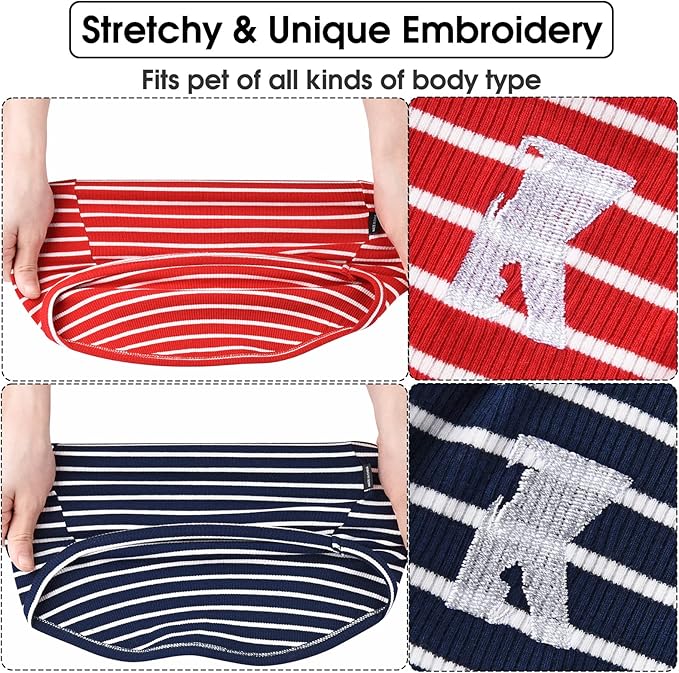 Koneseve Dog Shirt Vest Lightweight Stretchy Dog T-Shirts Soft Cool Shirts Sleeveless Stripe Vests Breathable Clothes for Puppy Kitty Cats Small Medium Large Dogs 2 Pack Red + Blue [ 2XL ]