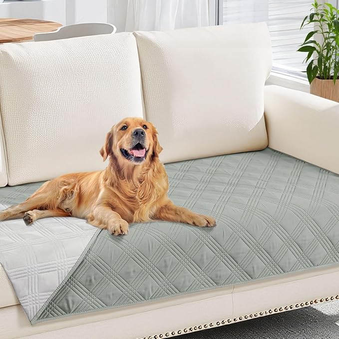 hyha Waterproof Dog Blanket, Reversible Pet Bed Blanket, Soft Sofa Couch Cover for Dogs Washable, Waterproof Pet Couch Covers for Sofa Puppy Cats Furniture Protector(30"x70", Grey/Light Grey)