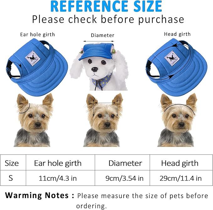 4 Pieces Pet Sun Protection Dog Visor Hats Outdoor Sports Dog Baseball Hats with Ear Holes and Adjustable Chin Strap for Extra Small Pet