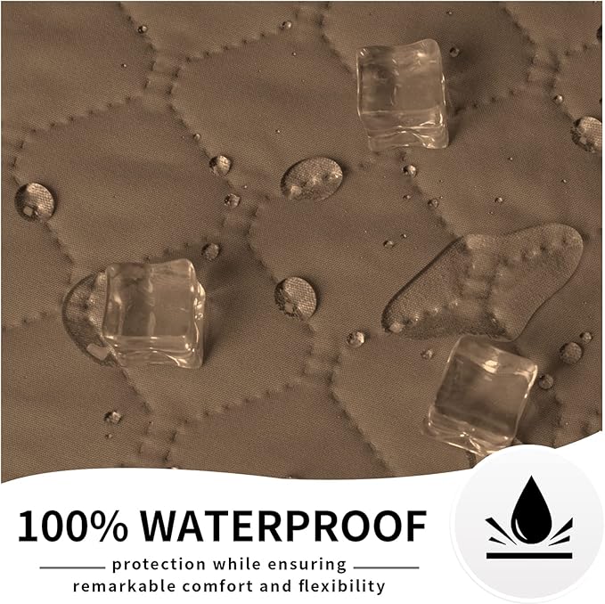 Easy-Going 100% Waterproof Dog Bed Cover Reversible Leak Proof Couch Cover Washable Sofa Cover Furniture Protector Blanket for Pets Kids Children Dog Cat (30x70 Inch, Camel/Ivory)